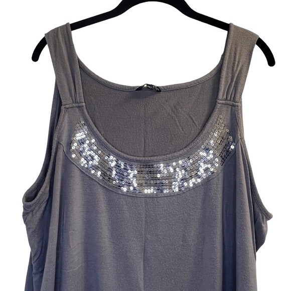 Sale George Women’s Tank Top 3XL Gray Silver Sequins - Picture 3 of 10